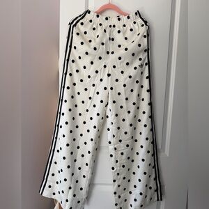 NEW collection 2026 adidas polka dot Wide-Leg cream track pants